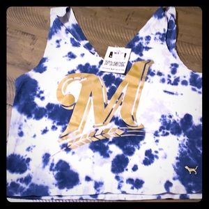 Blue tie dye v neck Milwaukee Brewers Tamk
